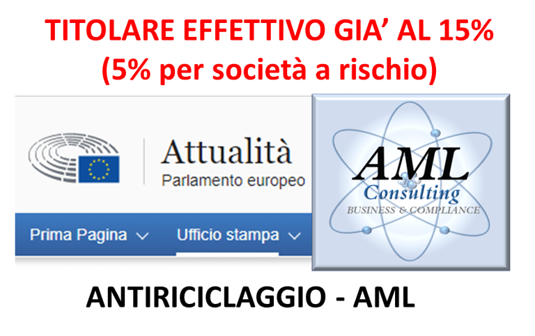 Parlamento Europeo: titolare effettivo AML al 15%