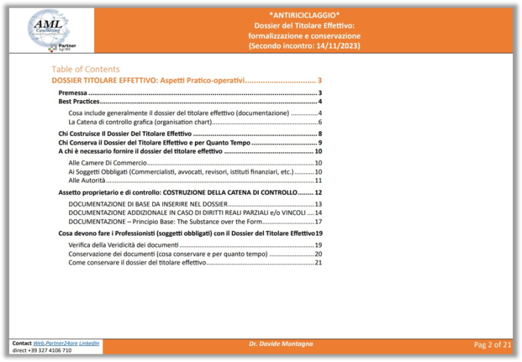 dossier titolare effettivo