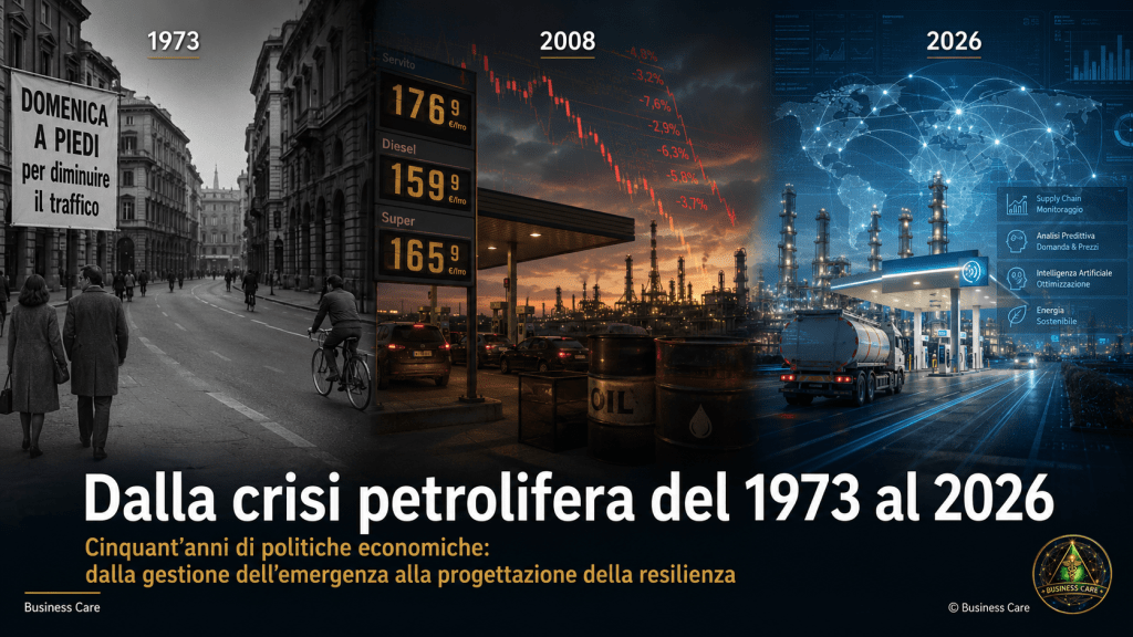 🛢️ 𝗗𝗮𝗹𝗹𝗮 𝗰𝗿𝗶𝘀𝗶 𝗽𝗲𝘁𝗿𝗼𝗹𝗶𝗳𝗲𝗿𝗮 𝗱𝗲𝗹 𝟭𝟵𝟳𝟯 𝗮𝗹 𝟮𝟬𝟮𝟲 Dalle 𝗱𝗼𝗺𝗲𝗻𝗶𝗰𝗵𝗲 𝗮 𝗽𝗶𝗲𝗱𝗶 alla riduzione delle accise, fino all’intelligenza artificiale applicata a logistica, processi, consumi e manutenzione predittiva. Tre crisi, tre risposte diverse e una domanda ancora attuale: 👉 𝗦𝘁𝗶𝗮𝗺𝗼 𝘀𝗼𝗹𝘁𝗮𝗻𝘁𝗼 𝗴𝗲𝘀𝘁𝗲𝗻𝗱𝗼 𝗹’𝗲𝗺𝗲𝗿𝗴𝗲𝗻𝘇𝗮 𝗼 𝘀𝘁𝗶𝗮𝗺𝗼 𝗽𝗿𝗼𝗴𝗲𝘁𝘁𝗮𝗻𝗱𝗼 𝘂𝗻 𝘀𝗶𝘀𝘁𝗲𝗺𝗮 𝗽𝗶𝘂̀ 𝗿𝗲𝘀𝗶𝗹𝗶𝗲𝗻𝘁𝗲? Nel nuovo articolo analizziamo il passaggio da 𝗦𝗶𝗻𝘁𝗼𝗺𝗼 → 𝗖𝗮𝘂𝘀𝗮 → 𝗜𝗻𝘁𝗲𝗿𝘃𝗲𝗻𝘁𝗼 𝘀𝘁𝗿𝘂𝘁𝘁𝘂𝗿𝗮𝗹𝗲 secondo la metodologia Business Care. 🤖📊⚙️